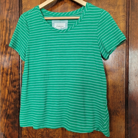 Anthropologie Dopamine Green Cotton Blend Tiered Ruffle Tee Shirt SIZE Medium - Picture 2 of 7